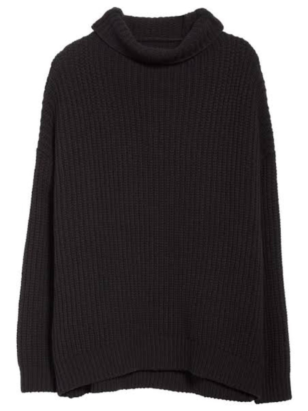 Free People Black Chunky Knit Oversized Turtleneck Sweater